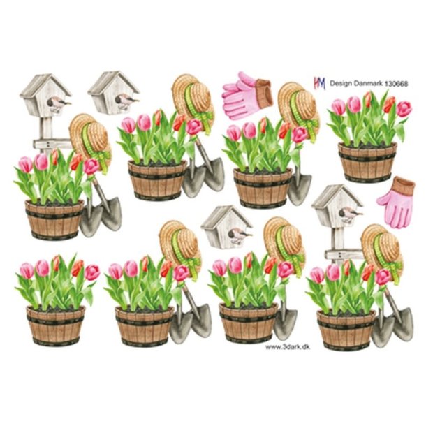 3D For�rsblomster og haveredskaber