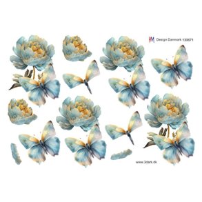 3D Blomster og sommerfugle