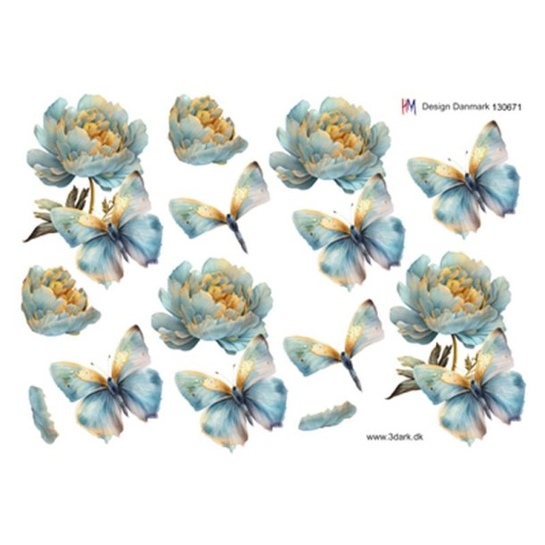 3D Blomster og sommerfugle
