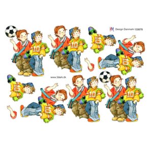 3D Drenge med fodbold og skateboard