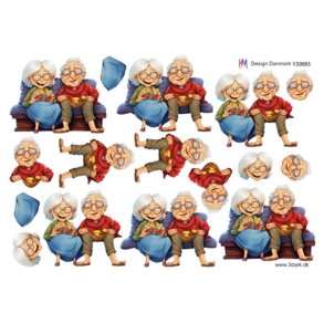 3D �ldre par i sofa