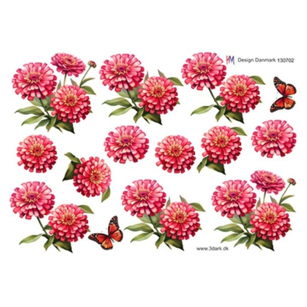 3D R�de blomster