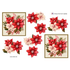 3D R�de og hvide julestjerner