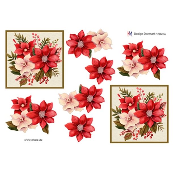 3D R�de og hvide julestjerner