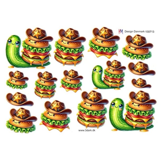3D Sjov burger og agurk