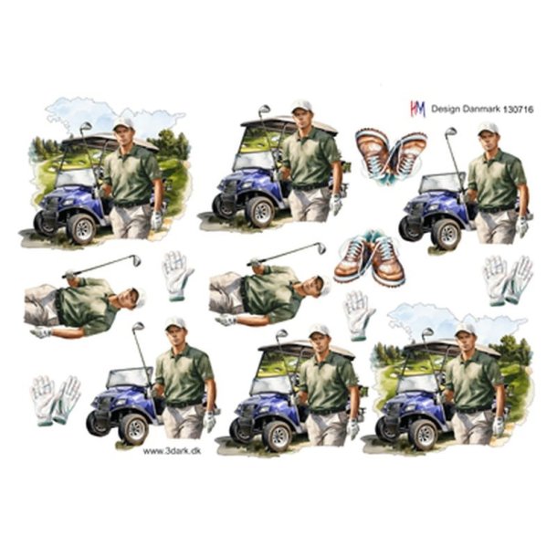 3D Golfvogn og mand