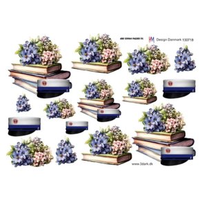 3D B�ger og studenterhue med bl�t b�nd