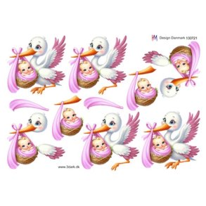 3D Stork med babypige
