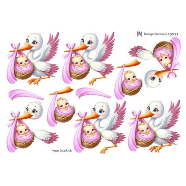 3D Stork med babypige