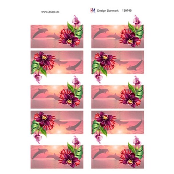3D Bordkort med r�de blomster
