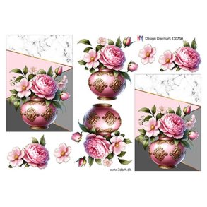 3D Lysr�de blomster i vase