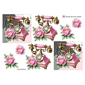 3D Lyser�d telefon med blomster
