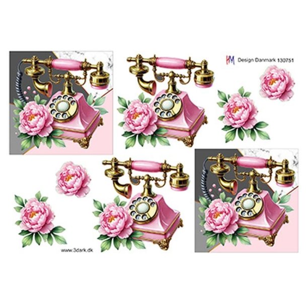 3D Lyser�d telefon med blomster