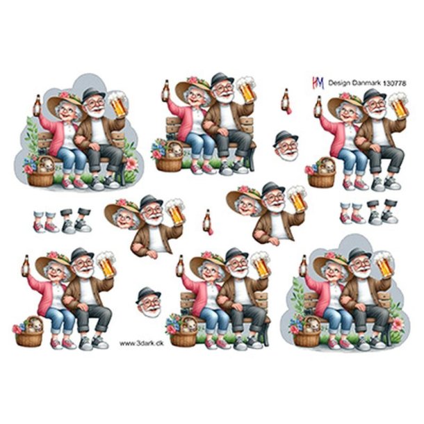 3D �ldre par p� b�nk