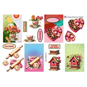 3D Sm� kort med blomster m.m.