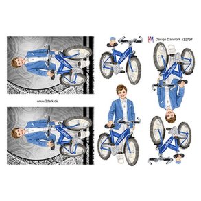 3D Konfirmationsdreng med cykel