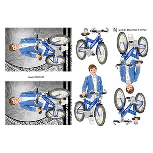 3D Konfirmationsdreng med cykel