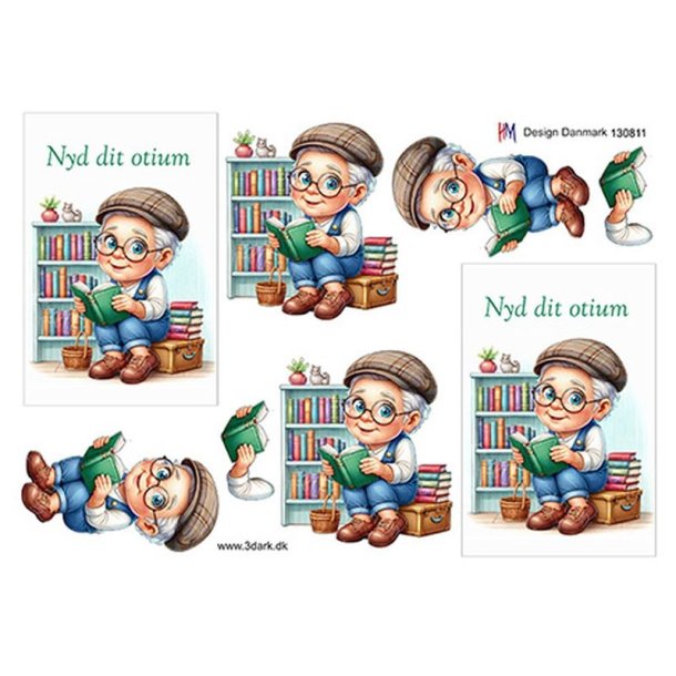 3D �ldre mand med bog
