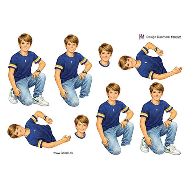 3D Dreng der sidder p� kn�