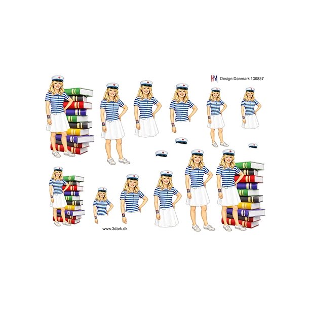 3D Bl� studenterpige