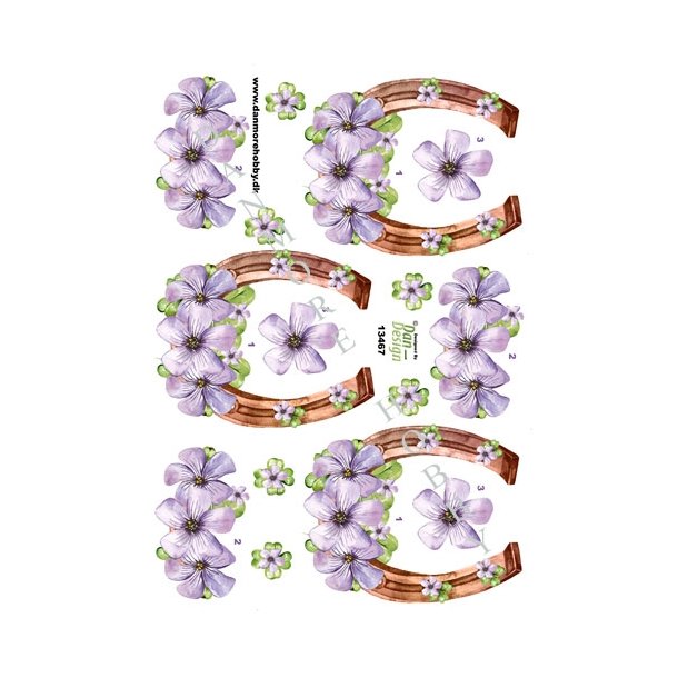 3D Hestesko med blomster