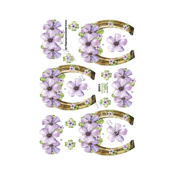  3D Hestesko med blomster
