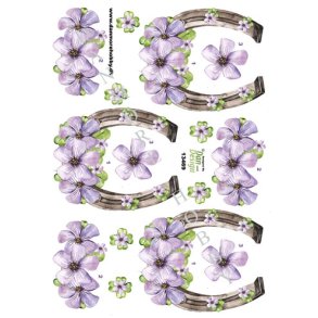 3D Hestesko med blomster