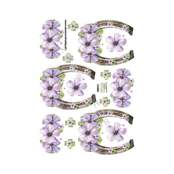 3D Hestesko med blomster