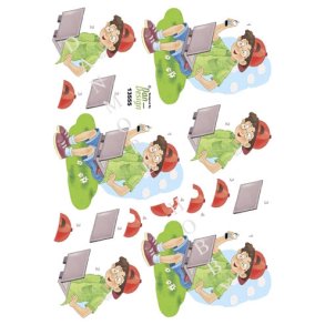 3D Teenagerdreng med PC