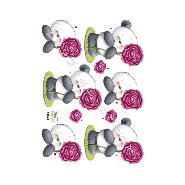 3D Bamse med rose