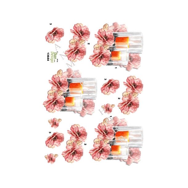  3D ark Blomster og lys