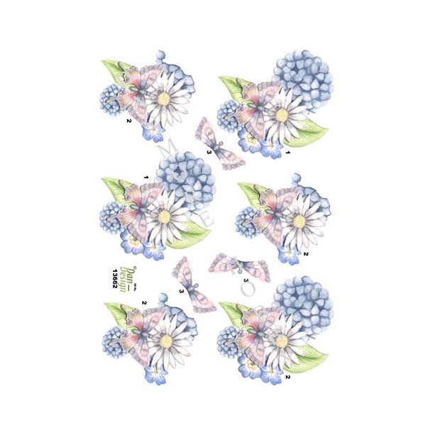  3D Sommerfugl i blomster