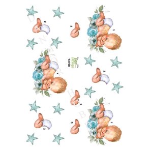 3D Baby p� bl� blomster