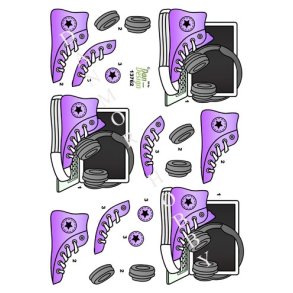  3D Lilla converse og heads�t