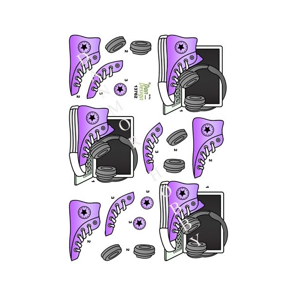  3D Lilla converse og heads�t