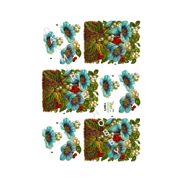  3D Bl� blomster