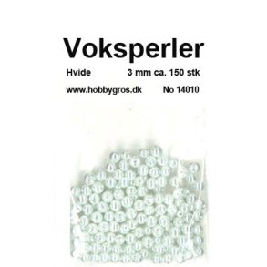 3 mm hvid glas voksperle ca 150 stk