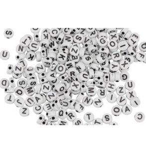 Perler Bogstaver runde/flade Sort/hvid 7mm 50g