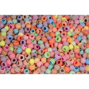 Plastperler med striber 40g