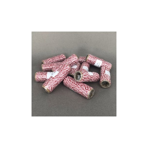  Bomuldssnor r�d-hvid 1mm gange 10m