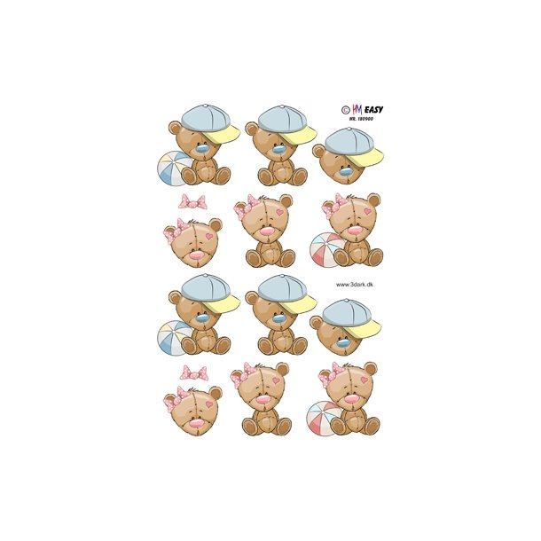  3D Pige & drenge bamse
