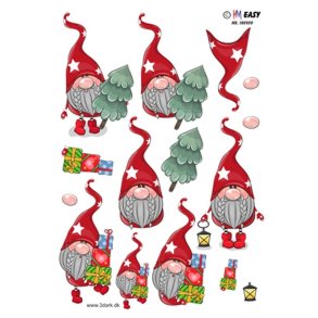 3D Nisse med lang hue