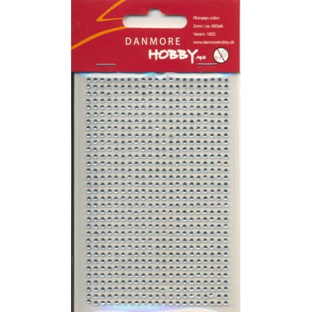  Rhinsten selvkl�bende klar acryl 2mm  Ca 693 stk
