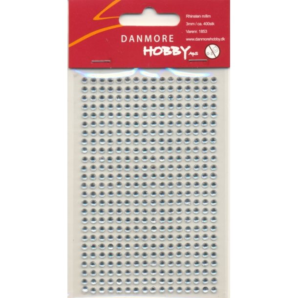  Rhisten selvkl�bende klar acryl 3mm Ca 400 stk