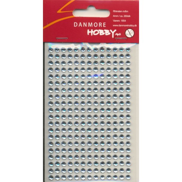  Rhinsten selvkl�bende klar acryl 4mm Ca 260 stk