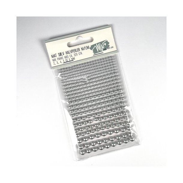 Halvperler Mat s�lv Str 2-3-4-5-6mm Selvkl�bende