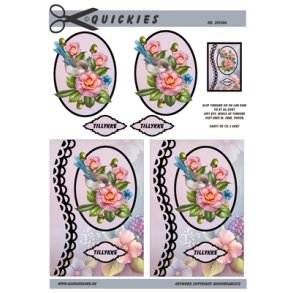 3D Lyser�de blomster i oval ramme