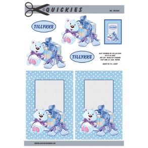 3D Lysebl� bamse med gave