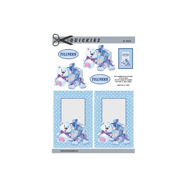 3D Lysebl� bamse med gave