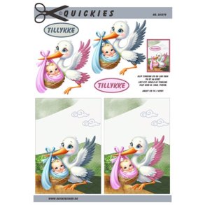 3D Stork med babypige og babydreng